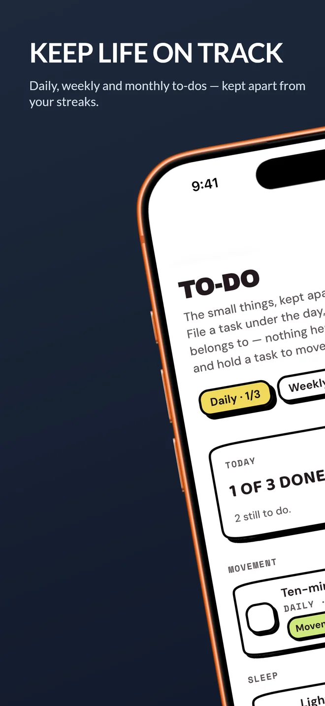 Keep life on track — daily, weekly and monthly to-dos